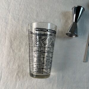 Vintage Mid Century Federal Glass Cocktail Shaker Set Mixing w/ Drink Recipes